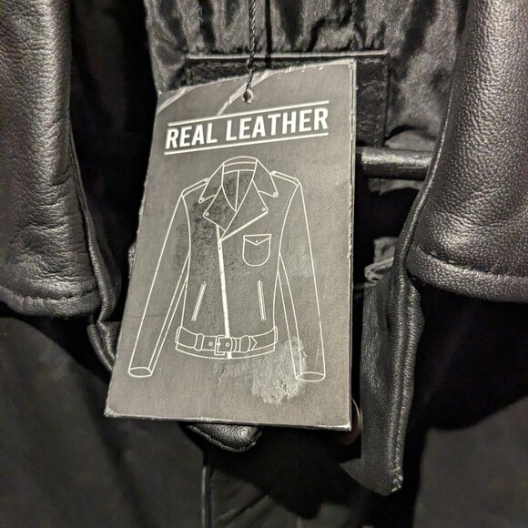 Shelby XXXL Men's Black Leather Car Coat with Four Pocket Design 3XL - Picture 8 of 10